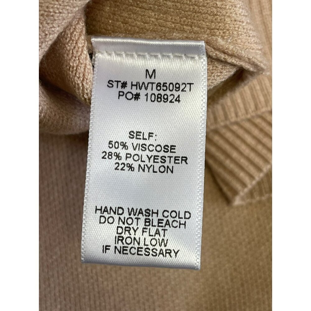 Taelynn Beige Quarter-Zip Sweater Embroidered Running Horses Medium New - Picture 6 of 6